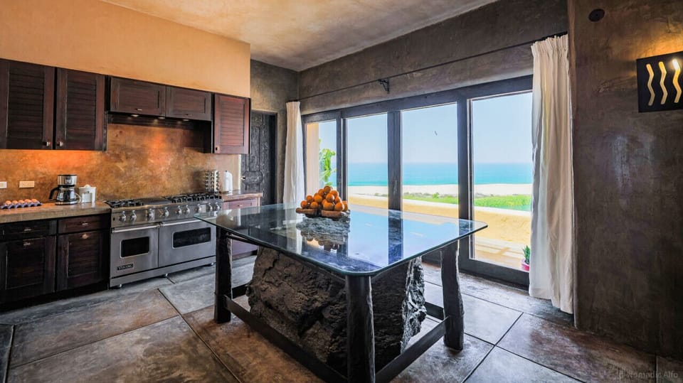 Pullout microwave and lots of counter space in this kitchen