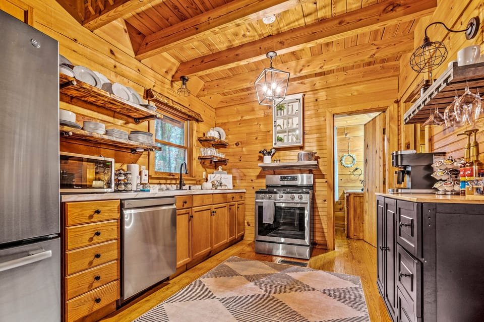 
Fully stocked kitchen! Spices, cooking spray, air fryer and cookbook, oh my!  