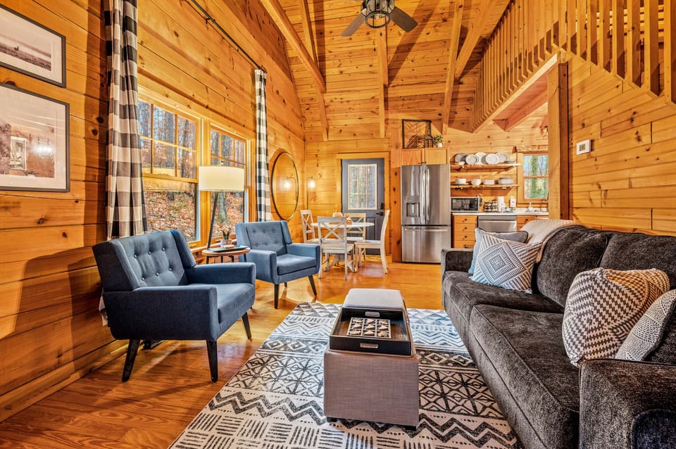Living room with queen-sized pullout couch.