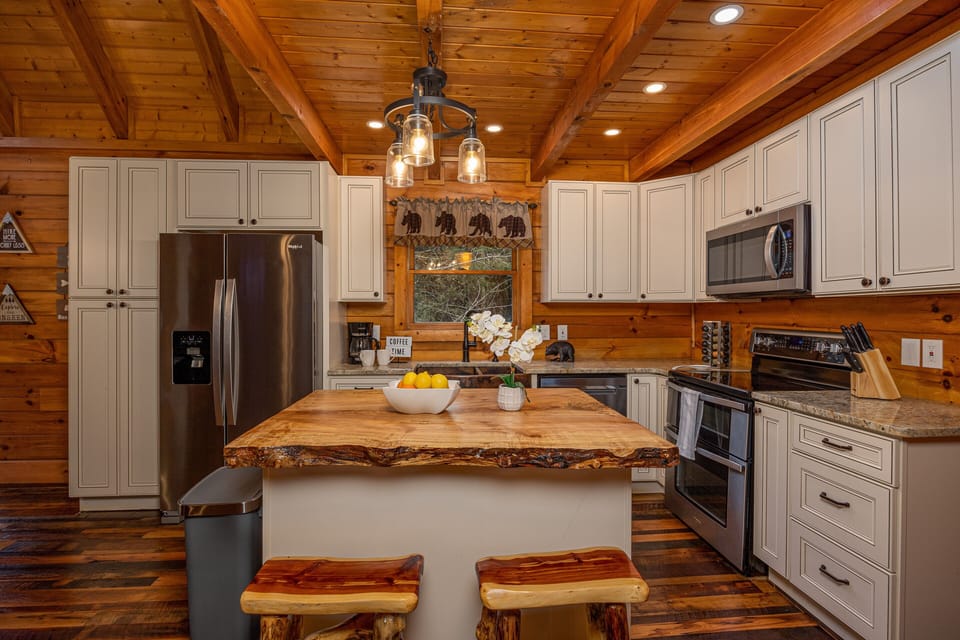 Fully remodeled kitchen with state-of-the-art appliances and granite countertops