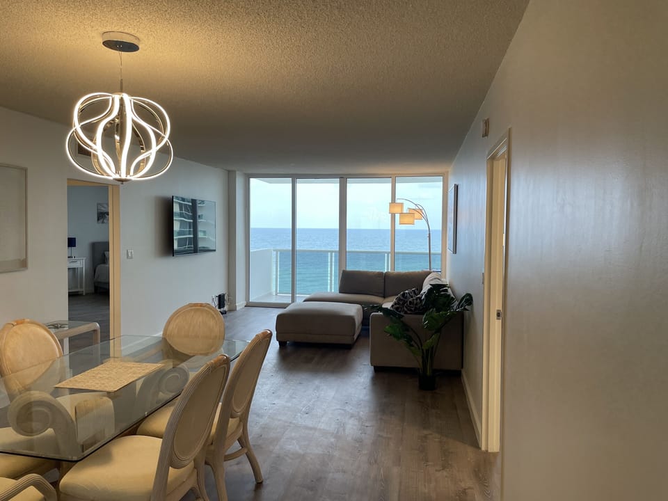 Living room with new sliding door