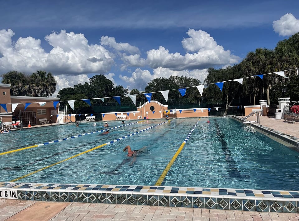 Lap swimming and water volleyball at La Hacienda Sports Pool
