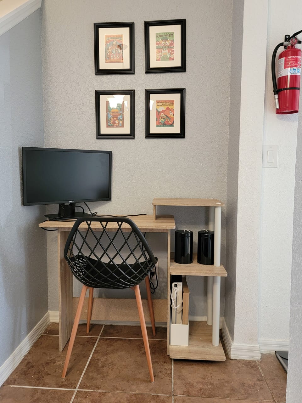 Desk area with monitor