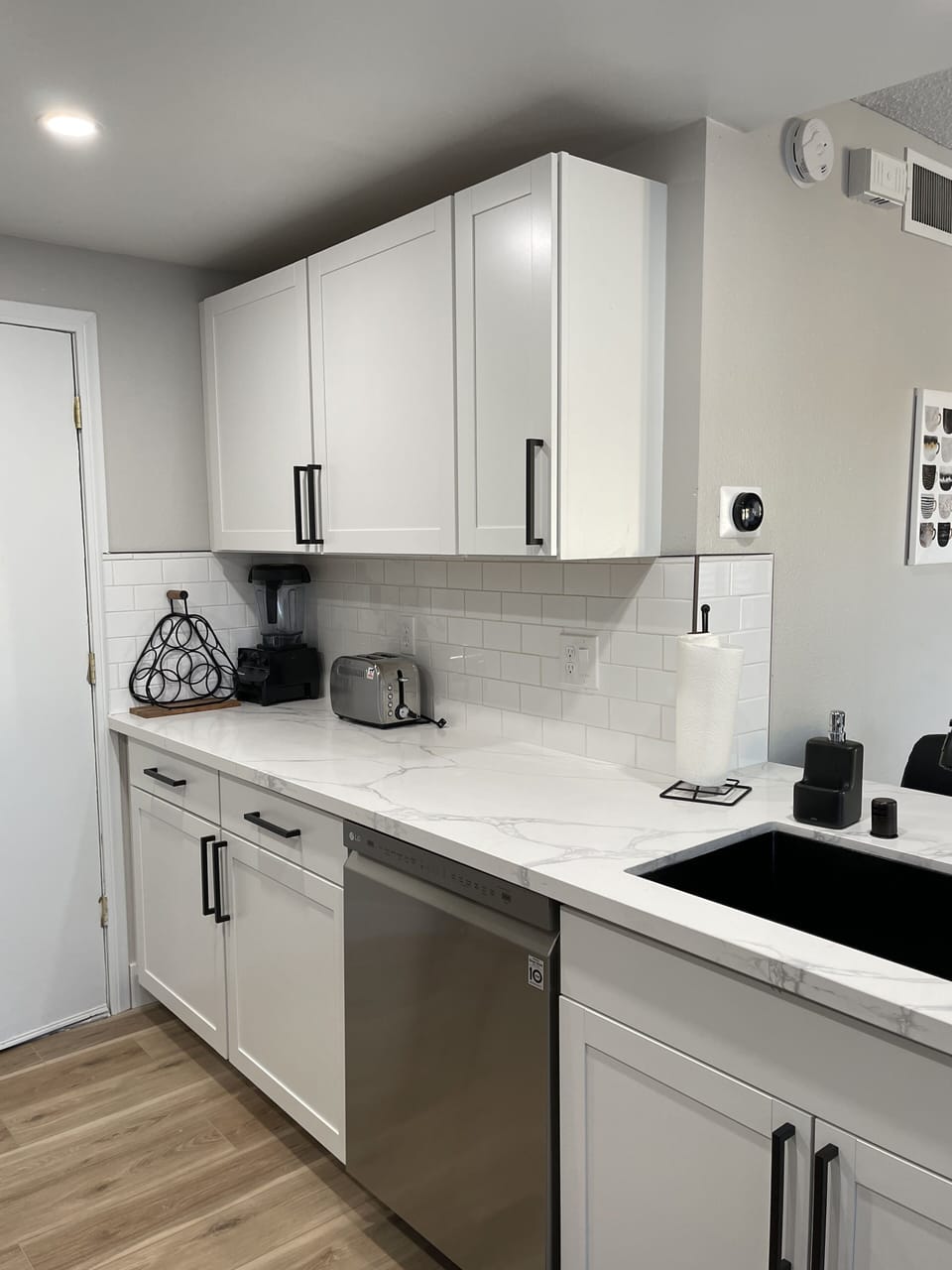 New kitchen that is well stocked with everything needed to make healthy meals!