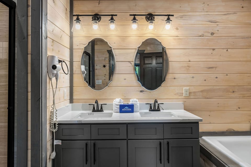 Spacious Bath with Jetted Tub, Shower & Dual Vanity