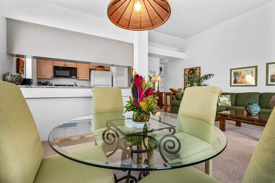 Open kitchen bar allows for conversations