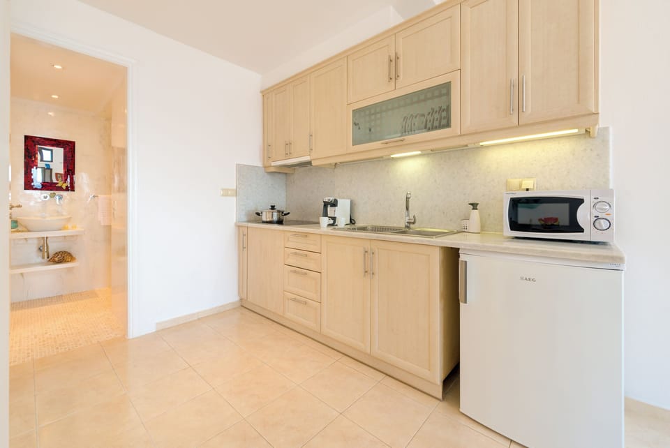 One Bedroom Apartment with Sea View KALIPSO | Private kitchen | Fridge, microwave, cookware/dishes/utensils, paper towels