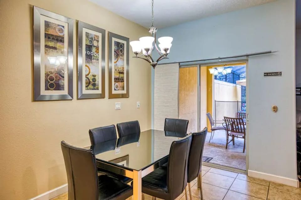 Dining area with door to rear patio
