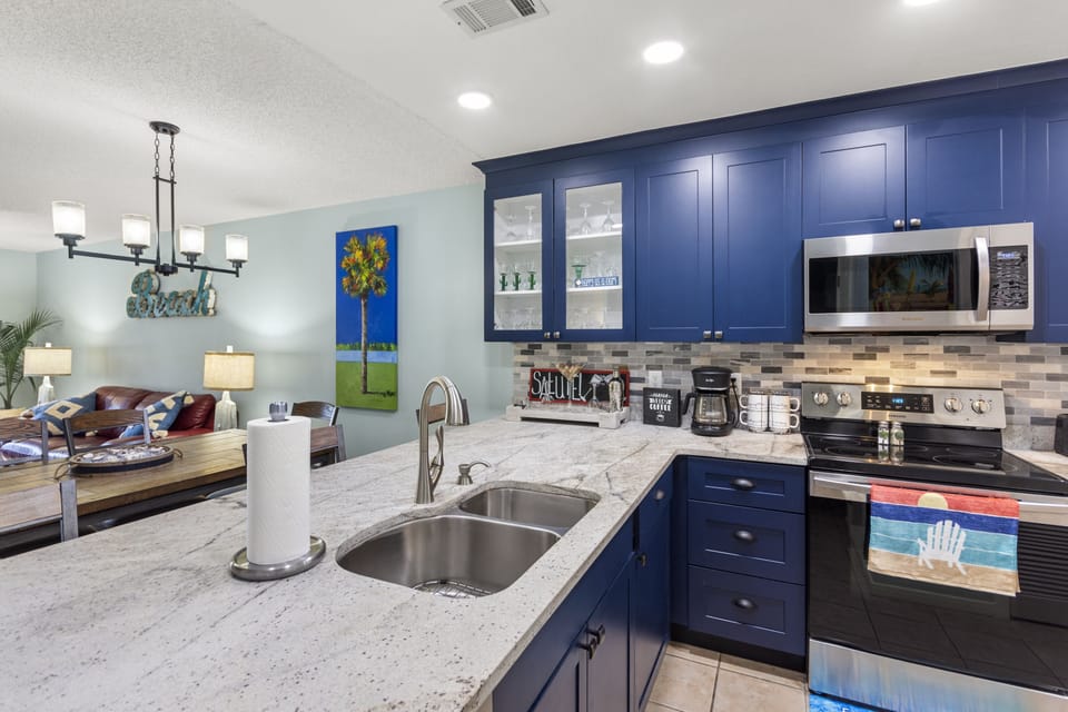Kitchen with new stainless steel appliances