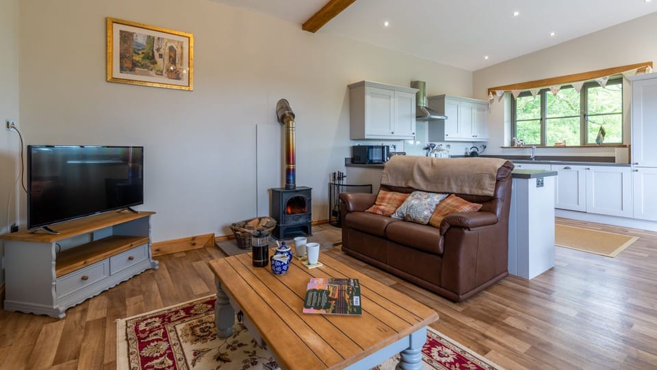 Living area and TV,  Old Stables, Bolthole Retreats