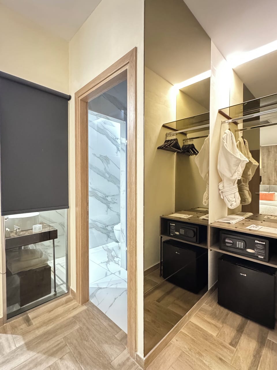 Jetted tub, rainfall showerhead, designer toiletries, hair dryer