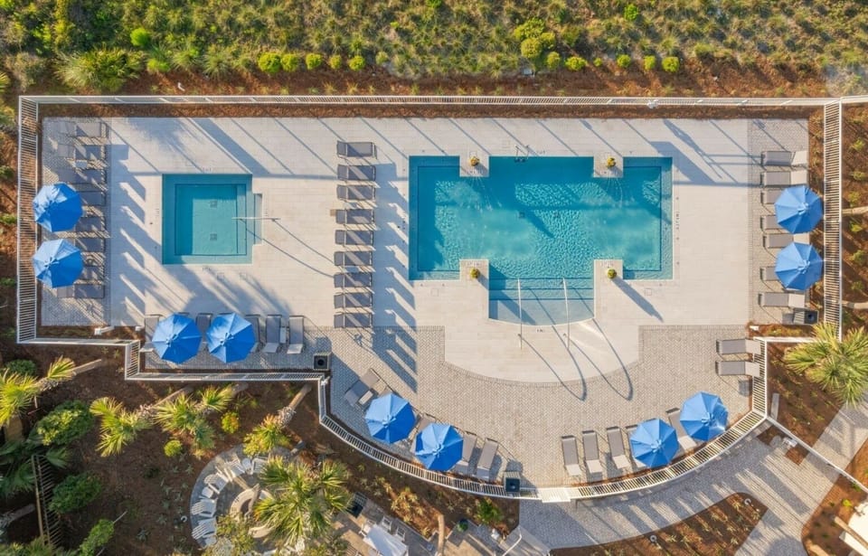 Aerial View of Serenity Pool and Hot Tub