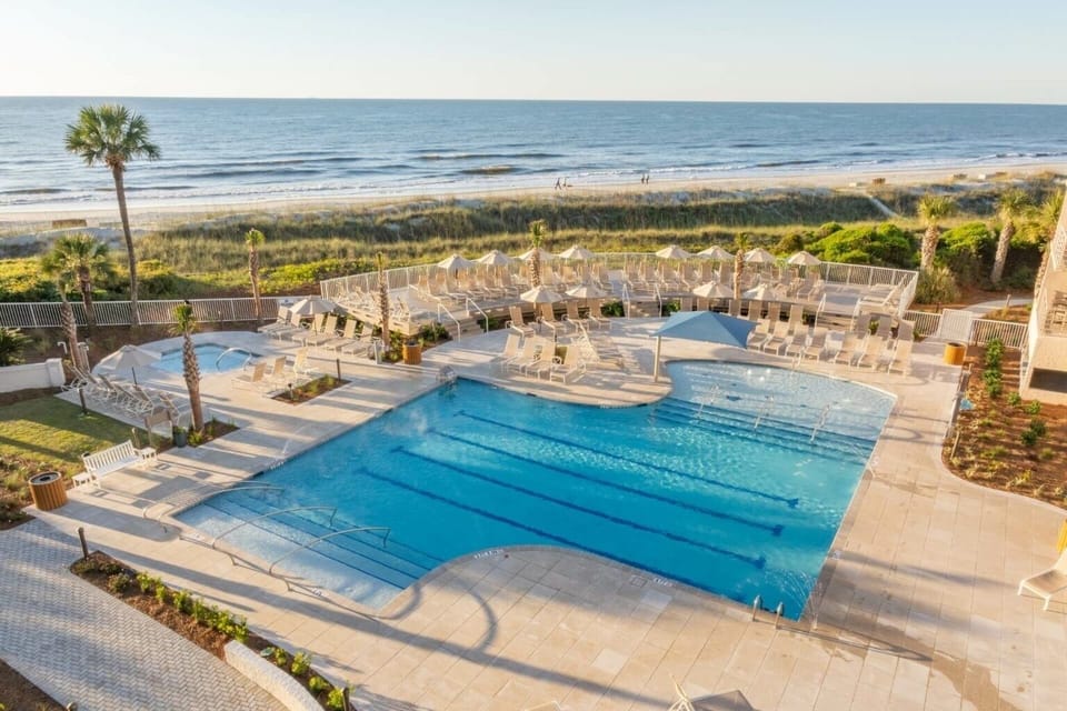 Aerial View of Family Pool and Hot Tub