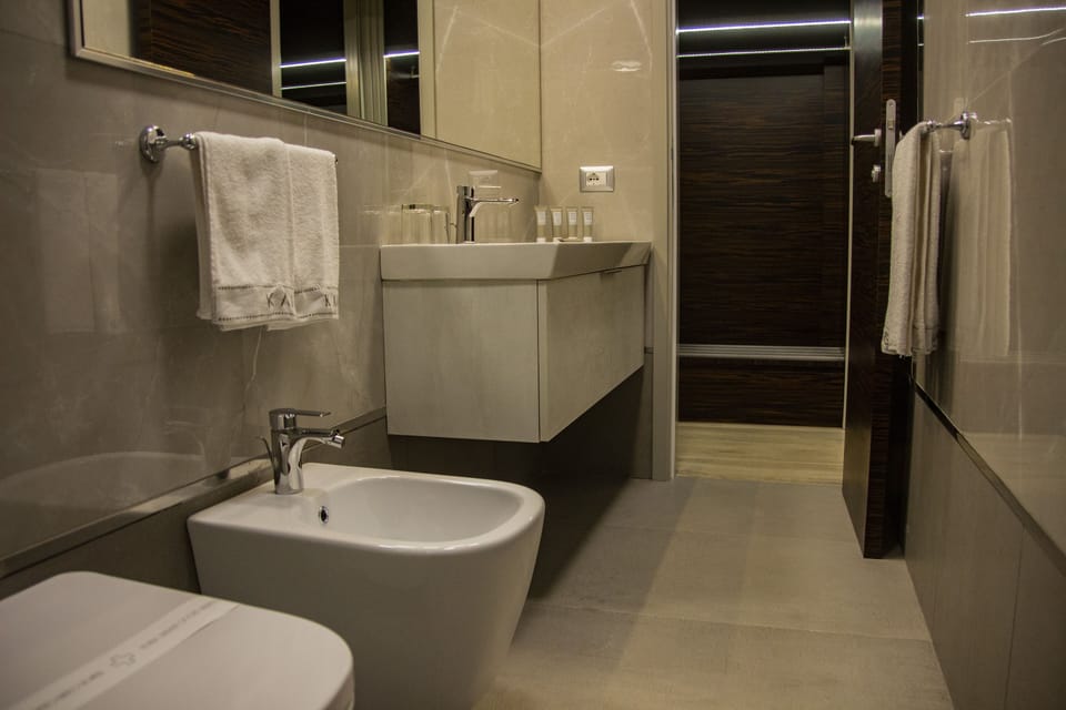 Camera Matrimoniale o Twin con letto aggiunto | Bathroom | Shower, rainfall showerhead, designer toiletries, hair dryer