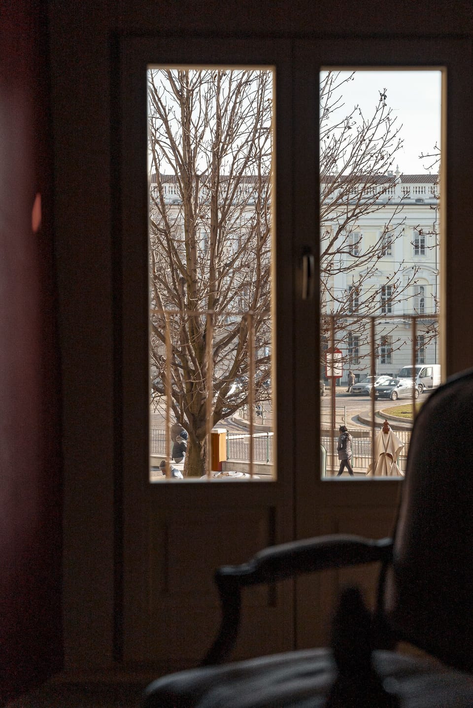 The 1st bedroom overlooks the square