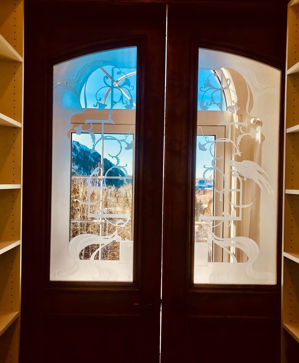 Etched closet doors