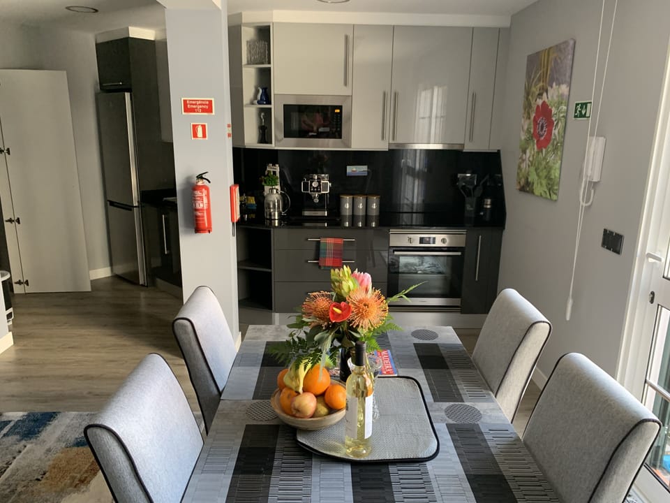 Open plan Kitchen, dining area, and utility.