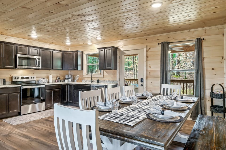 Big Open Kitchen | Easy access from back porch | Table seats 8