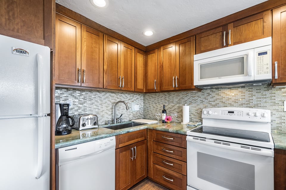 Kitchen stocked with all the gadgets needed 