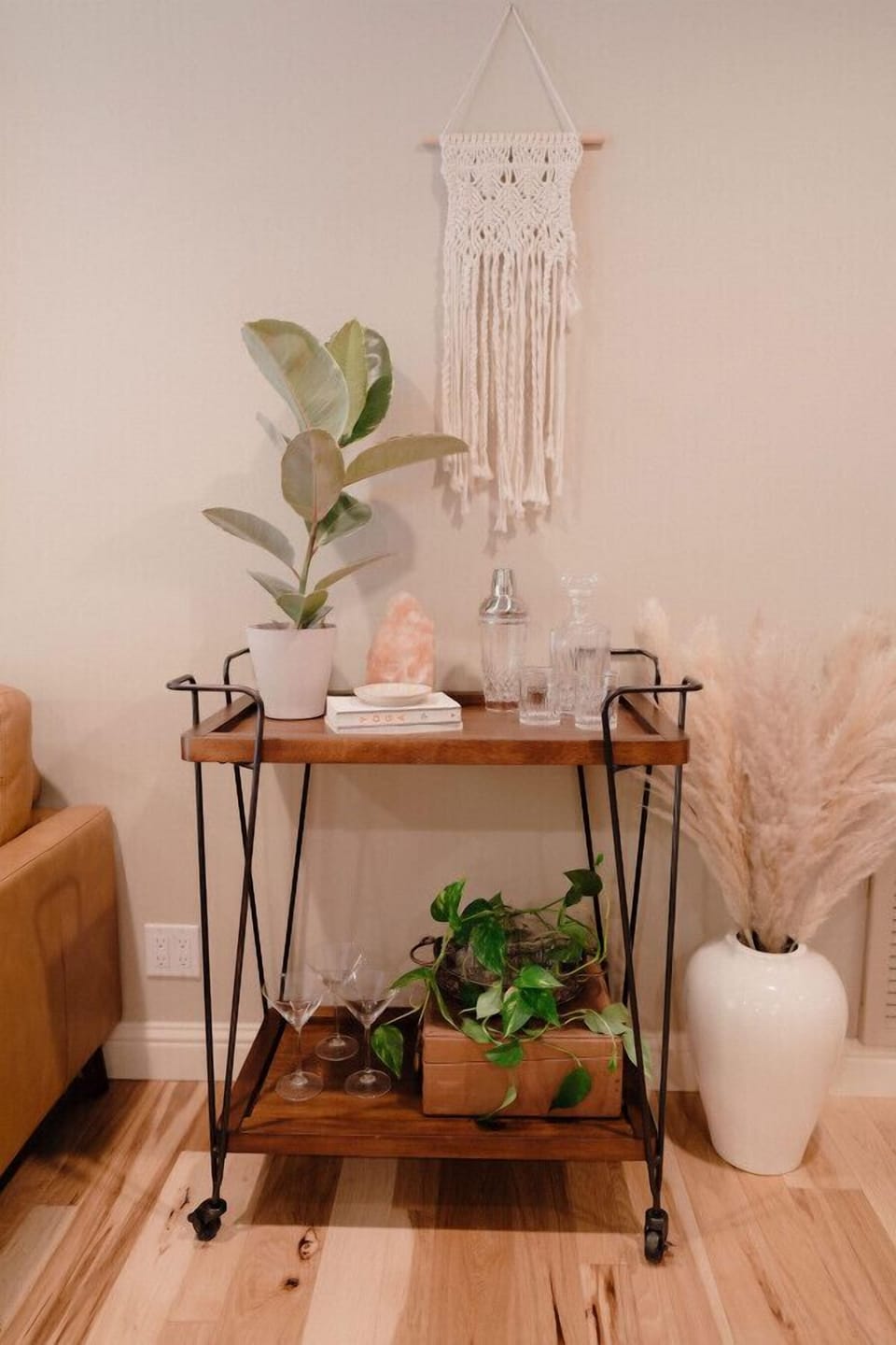 `The Bar Cart: A Stylish Design Element. Please Note, Alcohol is Not Provided.`