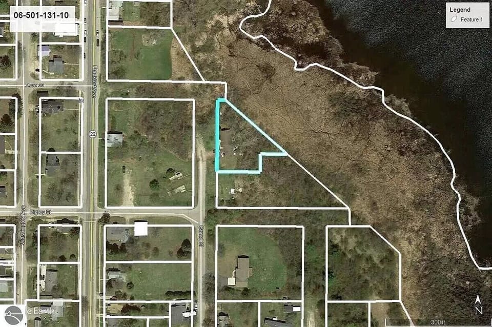 EXTERIOR:  The lot for the house, which is shown in the light green lines.