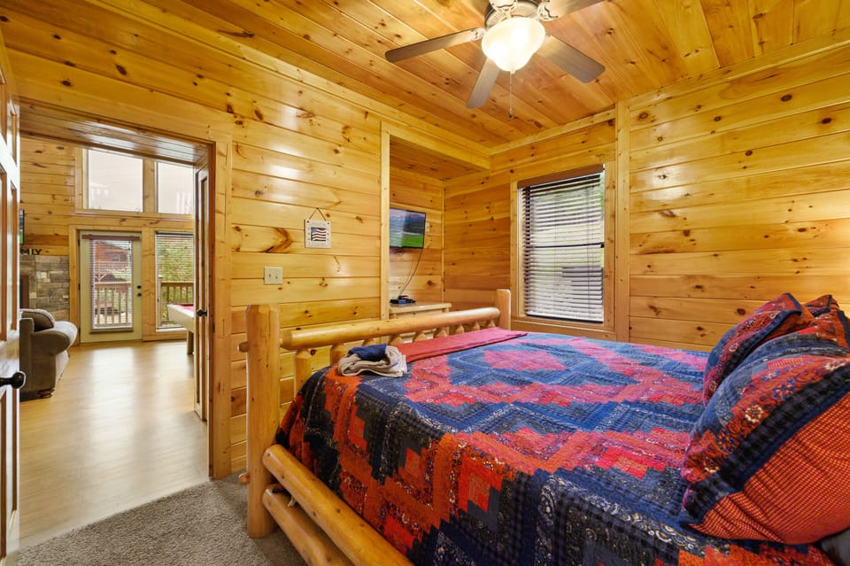 The second bedroom has a king-size bed.