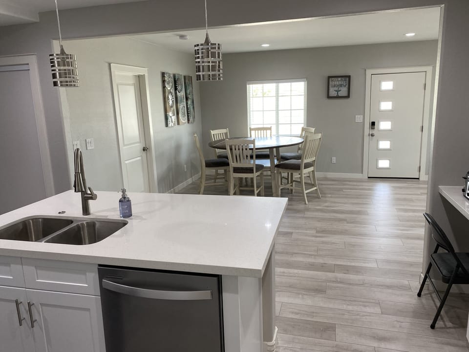 View of the dining area from the kitchen