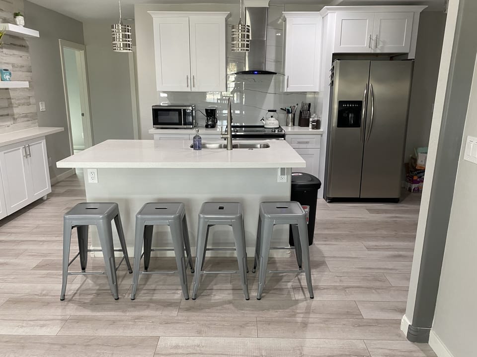 Kitchen island with 4 counter height stools
