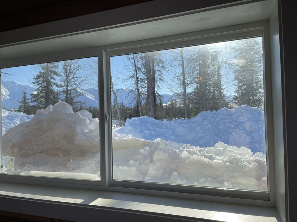 Talkeetna Mountains from living room window in winter.