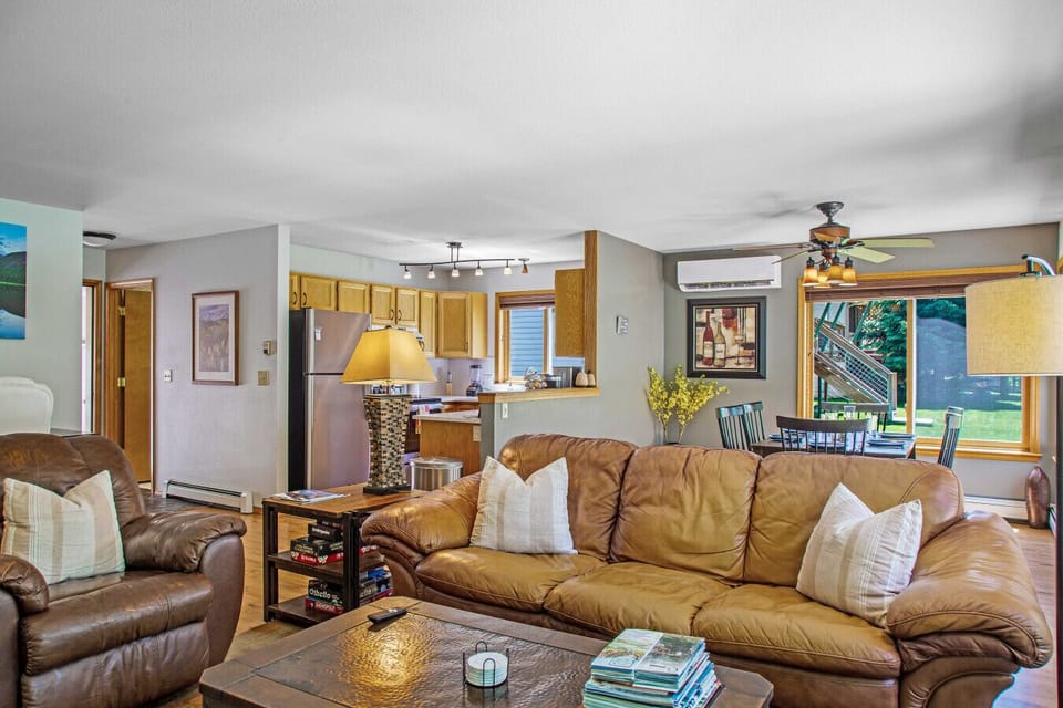 Living room - comfortable leather couch and lounge chair