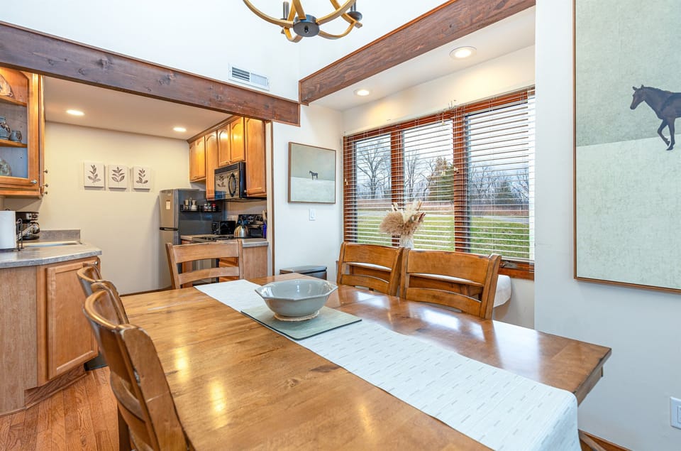 Dining area with seating for six