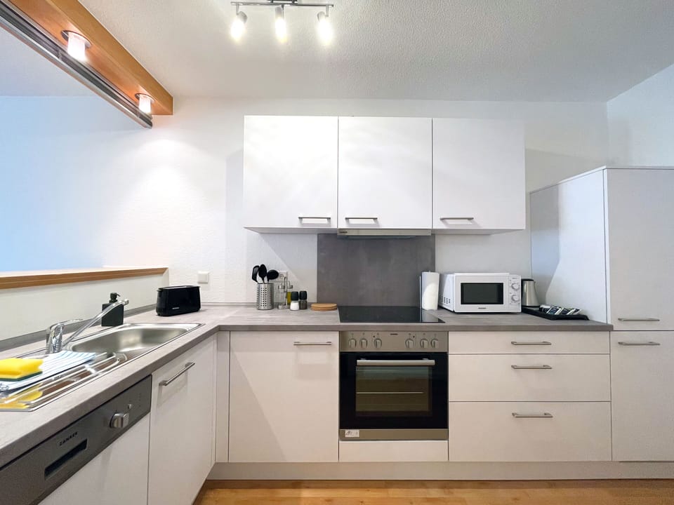 Classic Apartment, 2 Bedrooms | Private kitchen | Fridge, microwave, oven, stovetop