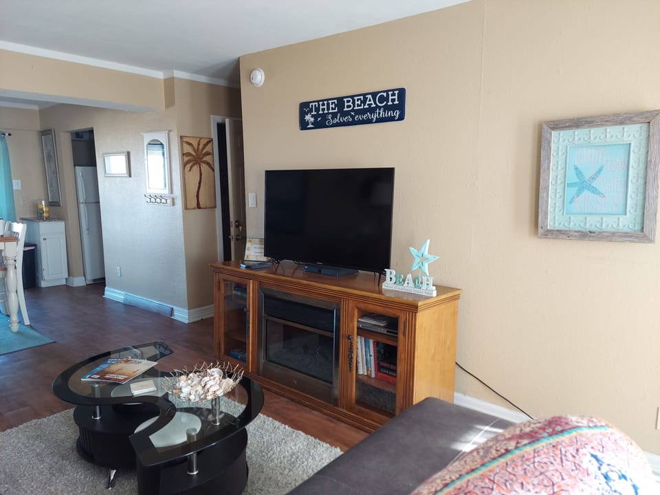 Large flatscreen TV in living room