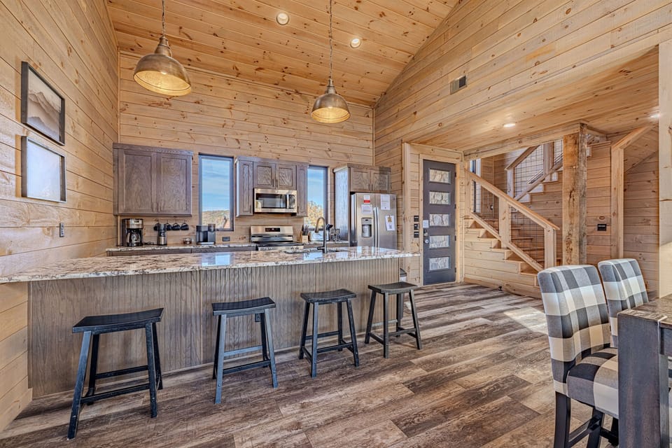 Plenty of seating at the table or counter for dining together