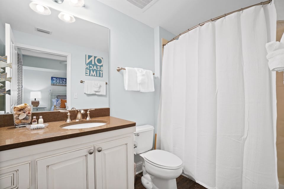 Refresh in your private bathroom with fresh towels and a relaxing shower after your beach adventures.