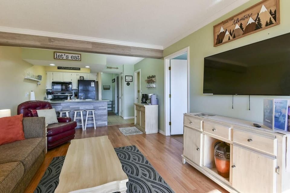 Living area with pull out sofa.