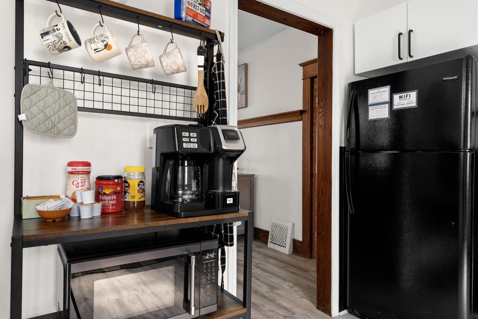 But first... coffee! Begin your day with freshly brewed cup of coffee on us. 