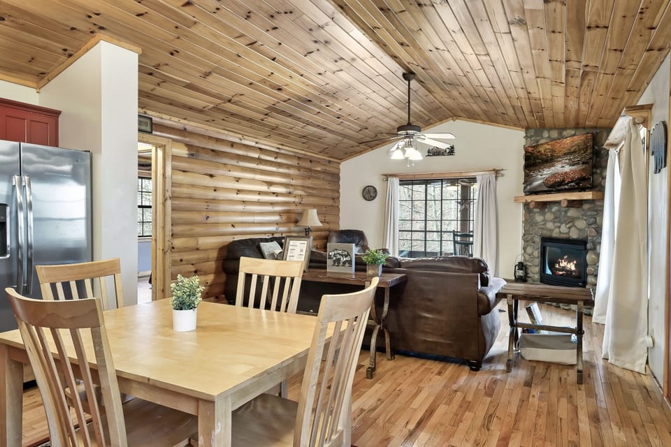 Living room flows into the kitchen space so everyone can hang out together. 