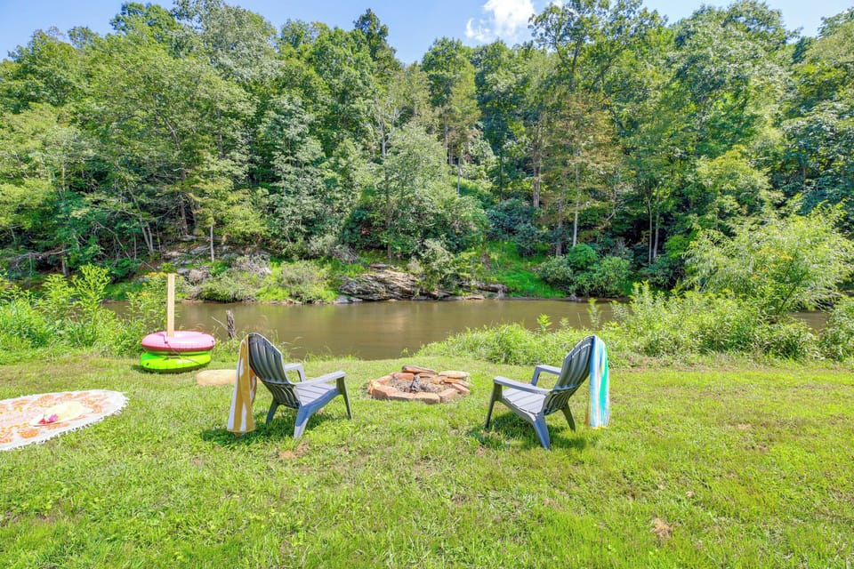 Exterior | Riverfront Fire Pit | Spacious Yard