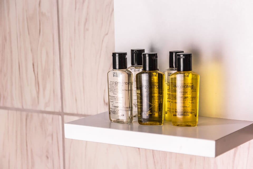Shower, free toiletries, hair dryer, slippers