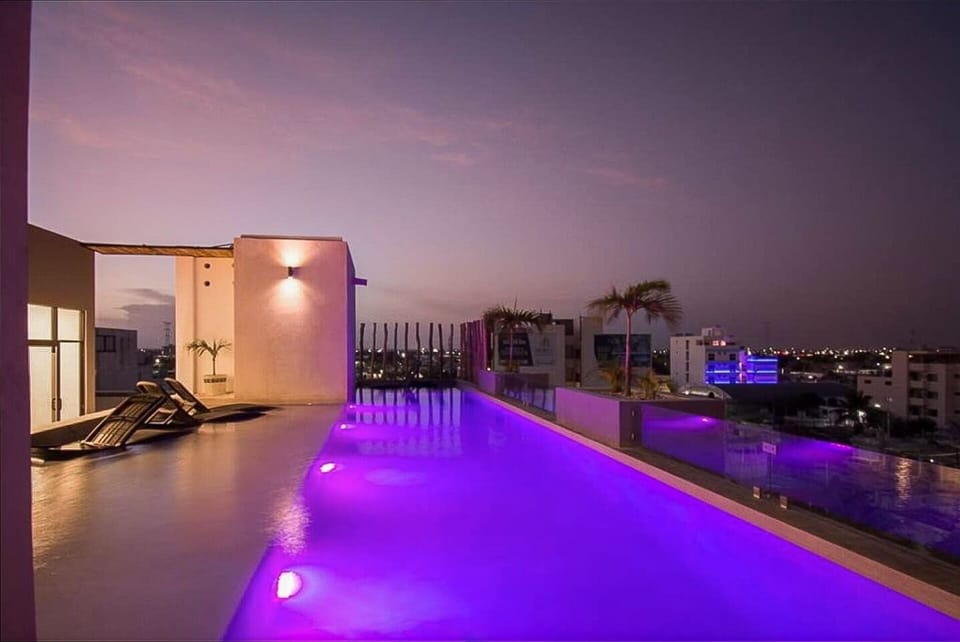 Stunning pool with a city view