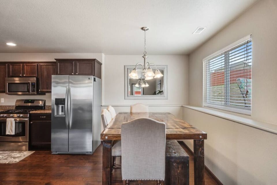 Off the main area is where our fully-stocked kitchen is!