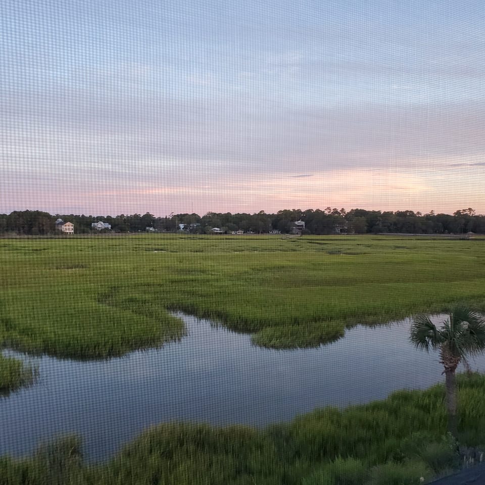 sunset over the march