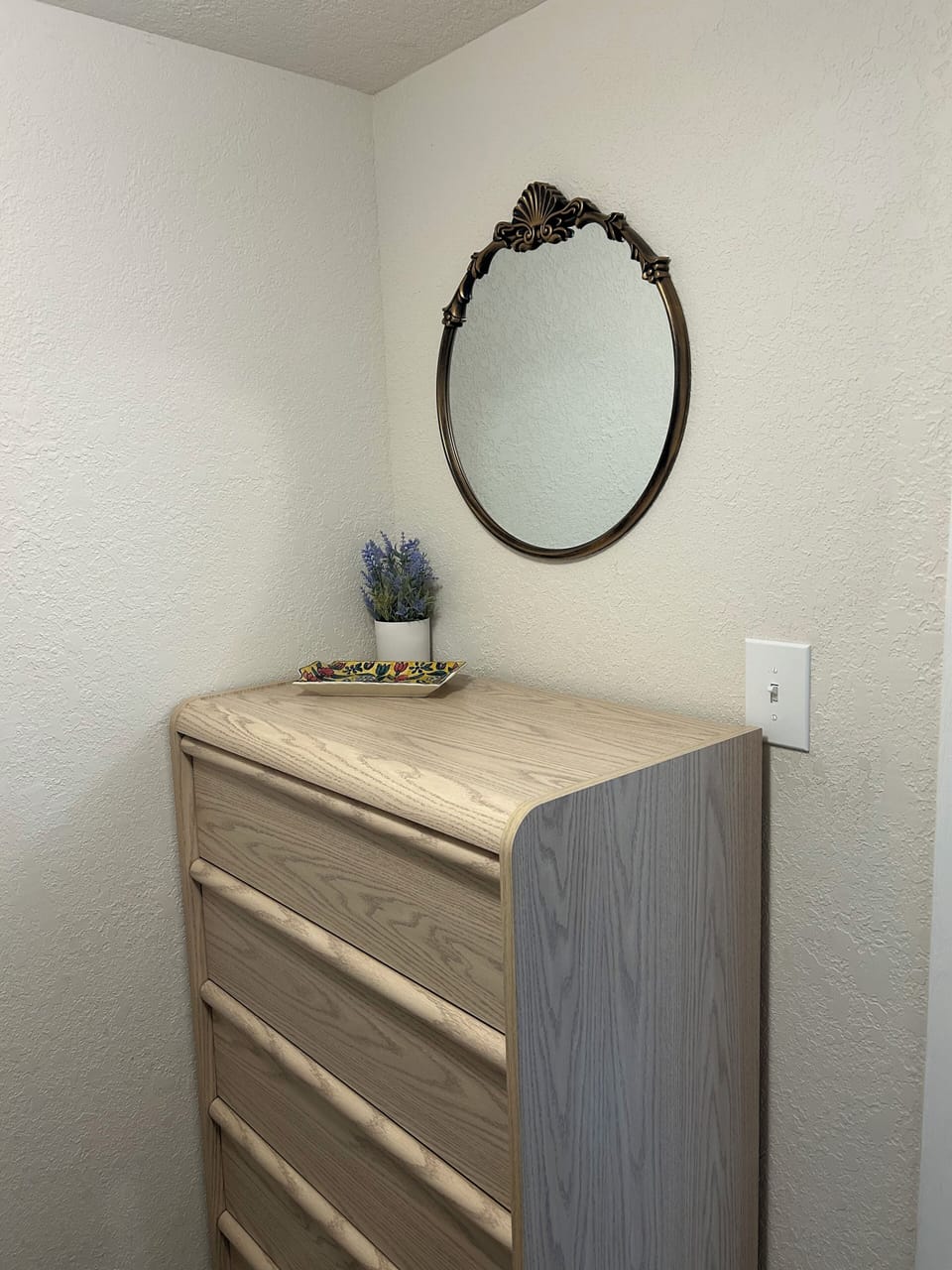 Full size dresser in the primary closet