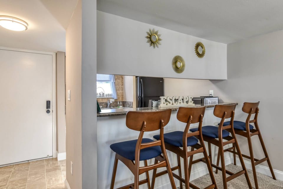 Extra bar seating is available for extra meal space.