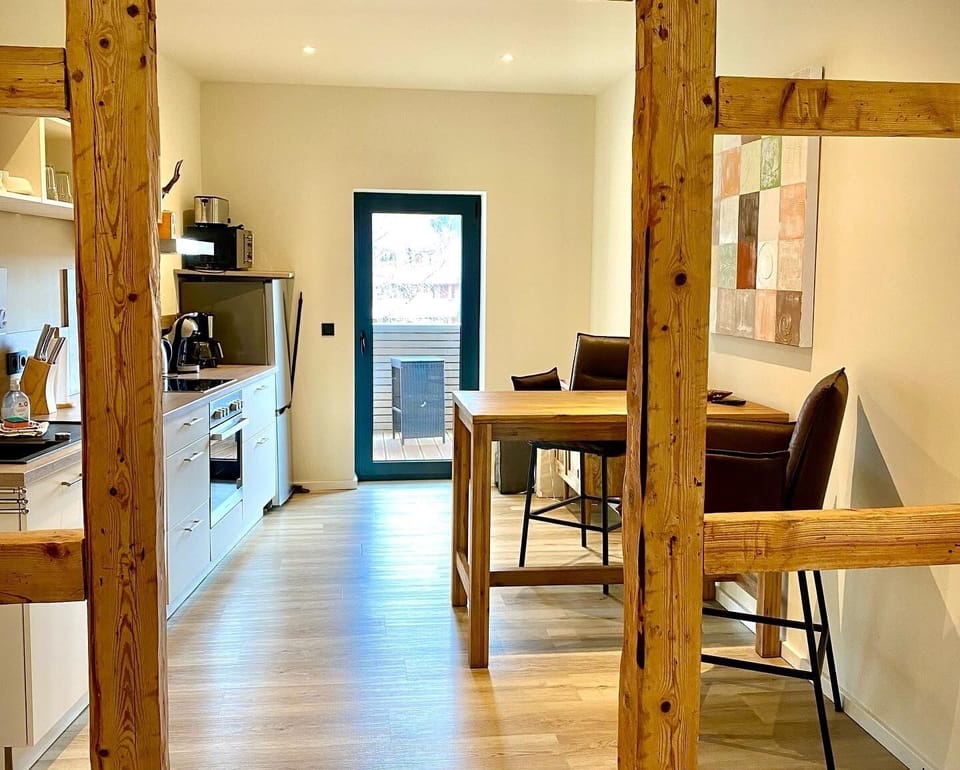 open framework and fireplace