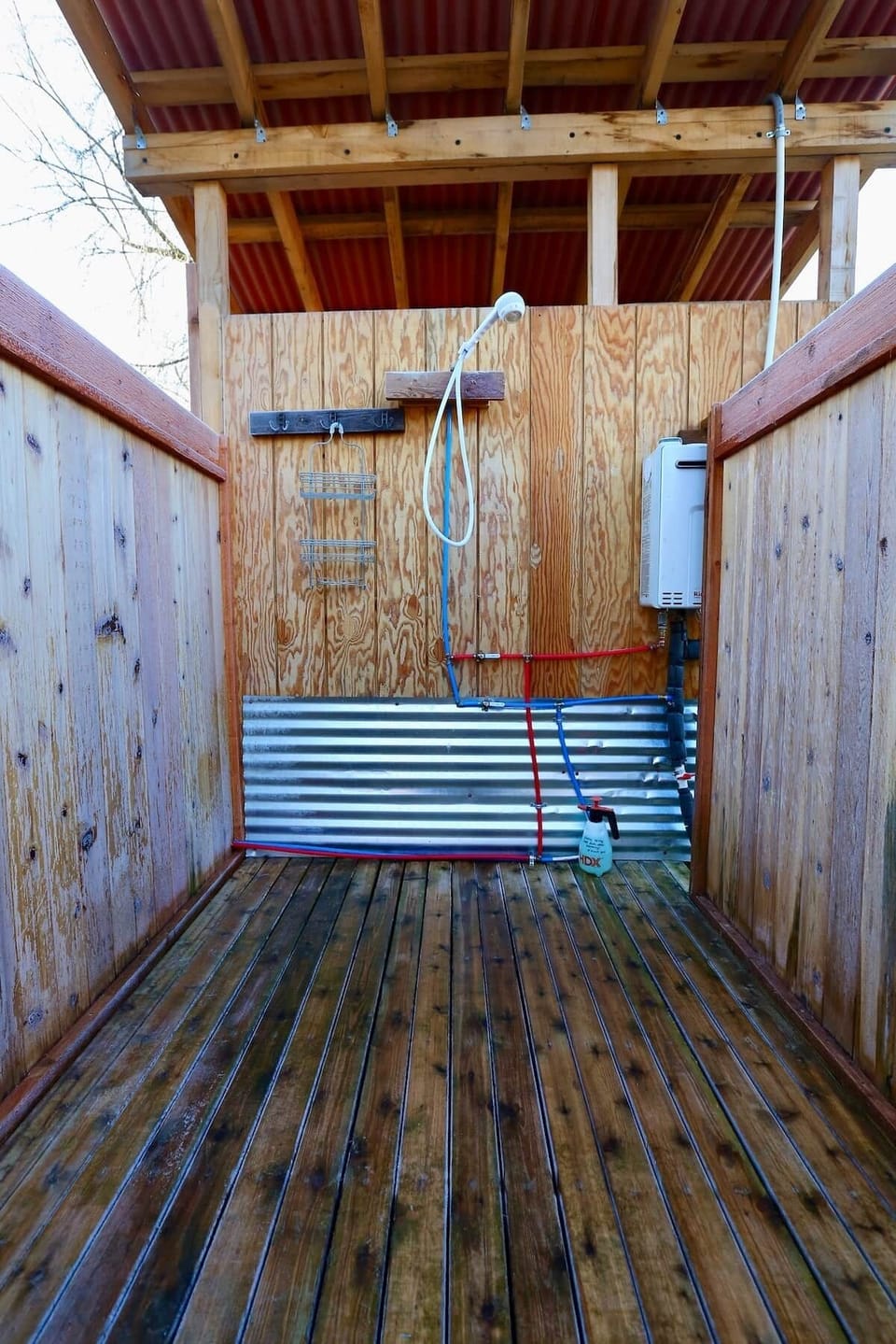 Outdoor shower, we have an indoor one as well.   
