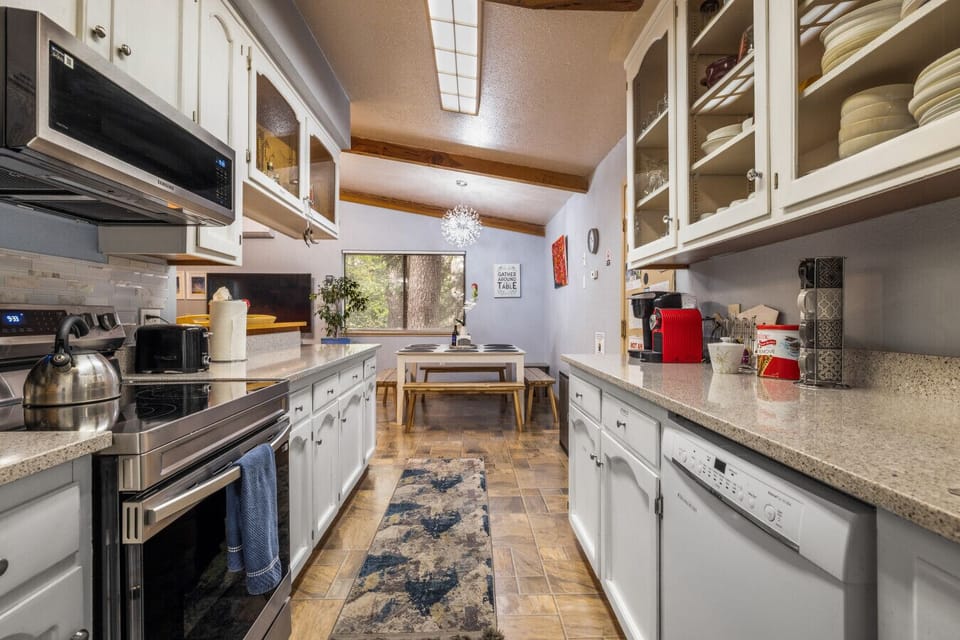 Modern kitchen leading to the dining space