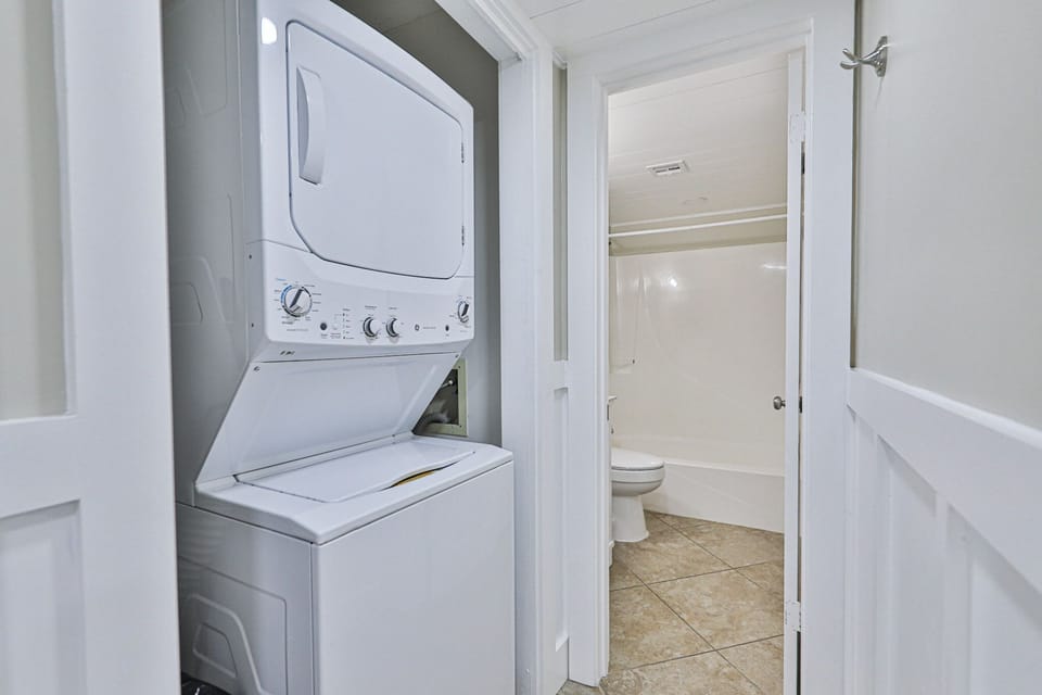 Washer and dryer in unit.