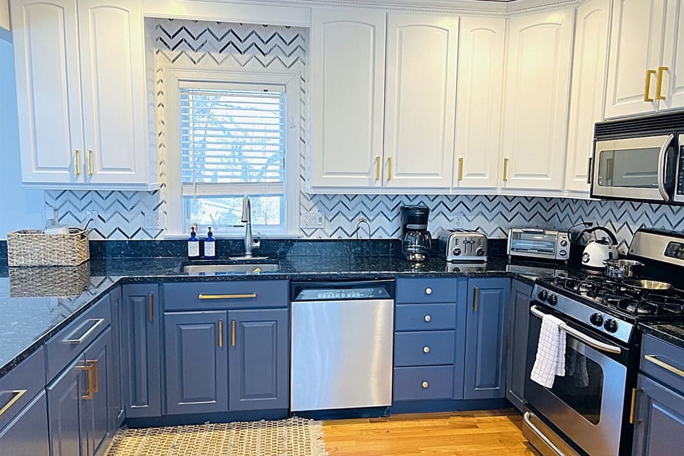 Recently remodeled kitchen with modern appliances